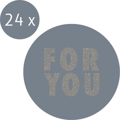 Cadeaustickers - 24 stuks - House of Products - For you - Voor jou - Blauw - Goud - 55mm - Sluitstickers