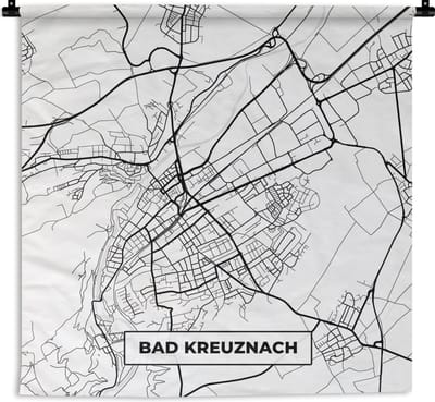 Wandkleed - Wanddoek - Plattegrond - Bad Kreuznach - Stadskaart - Kaart - 180x180 cm - Wandtapijt
