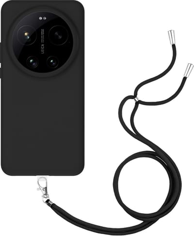 Cazy hoesje met koord geschikt voor Xiaomi 17 Ultra Hoesje met Koord - Flexibele Case - Zwart
