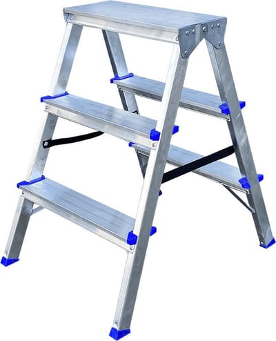 Alumexx DX - Dubbele trap 3 treden - Huishoudtrap - Keukentrap - Inklapbaar - 2,7m Werkhoogte