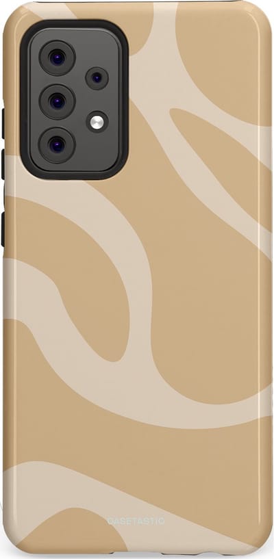 Casetastic hoesje geschikt voor Samsung Galaxy A52 (2021) 5G / Samsung Galaxy A52 (2021) 4G - Dubbellaagse bescherming - Aesthetic Beige Wave Clean Girl - Fashion Case - Beige
