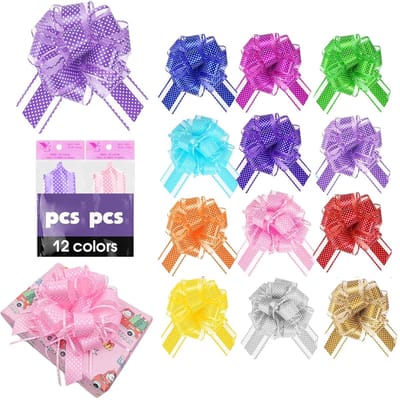 12 stuks cadeau strik groot, 12 kleuren grote strikken & cadeaulinten zelfklevend, trekstrikband voor cadeauverpakking, boeketten en feesten