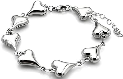 Armband - RVS - hartjes - zilverkleurig - 16-21 cm - dames – valentijn – cadeau