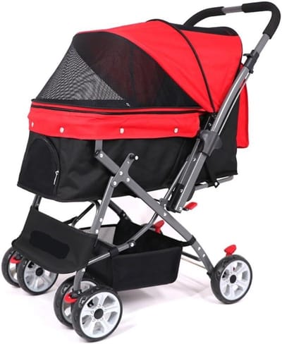 Huisdierenbuggy - Reiswagen - Comfortabel transport - Opvouwbaar ontwerp - Tot 25 kg - Grijs