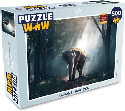 Puzzel Olifant - Bos - Zon - Legpuzzel - Puzzel 500 stukjes
