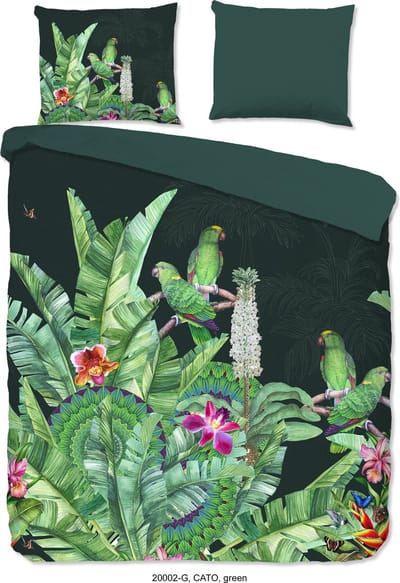 Good Morning Dekbedovertrek "papegaaien in de jungle" - Groen - (240x200/220 cm) - Katoen
