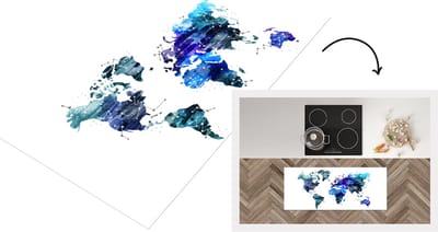 Keukenloper - Loper keuken - Wereldkaart - Sterrenhemel - Blauw - 120x50 cm - Keukenloper vinyl