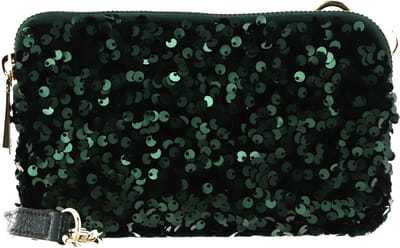 abro Leren Schoudertas Leather Sequins Crossbody Bag Kira Green Donkergroen