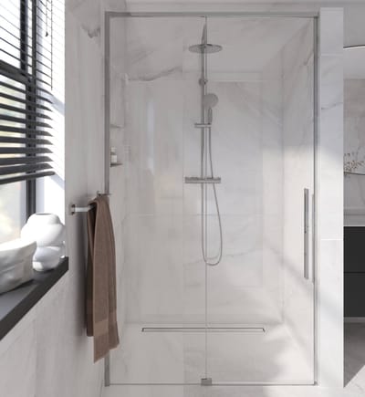 Saqu Syra schuifdeur 100x210 cm chroom helder glas