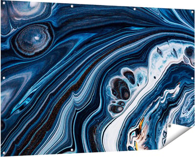 Gards Tuinposter Abstracte Kunst - Blauwe Verf - 150x100 cm - Tuindoek - Tuindecoratie - Wanddecoratie buiten - Tuinschilderij