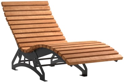 Complete set tuinligstoel LOUNGER, 800 mm breed, zwart verzinkt staal, incl. houten latten van thermisch behandeld dennenhout