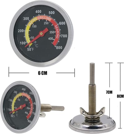 Buitenbarbecue thermometer voor rokergrill van roestvrij staal - temperatuurmeter voor barbecue - Omnia THERMOZEL - beste kwaliteit