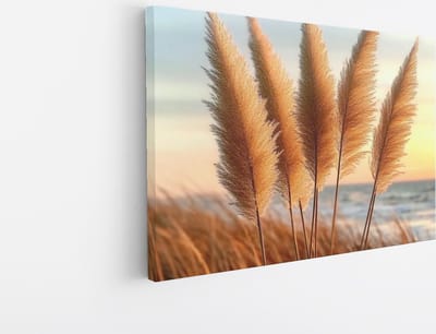 Saammp Canvas Schilderij - Pampas - Landschap - Bloemen - 45x30 - Foto op canvas - Wanddecoratie - Muurdecoratie Woonkamer - Kantoor Decoratie