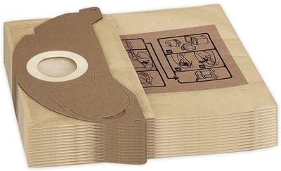 Verpakking van 10 papieren filterzakken voor de Karcher WD2 nat-droog stofzuiger - ter vervanging van onderdeelnummer 6.904-322.