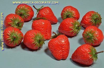 Aardbeien, 12 stuks - √ò 50 mm - Fruitdummy