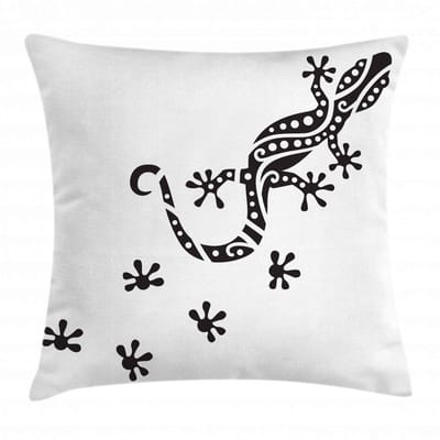 ABAKUHAUS Gecko-Kussenhoes – Dubbelzijdig bedrukt – 40x40 cm – Zwart/Wit