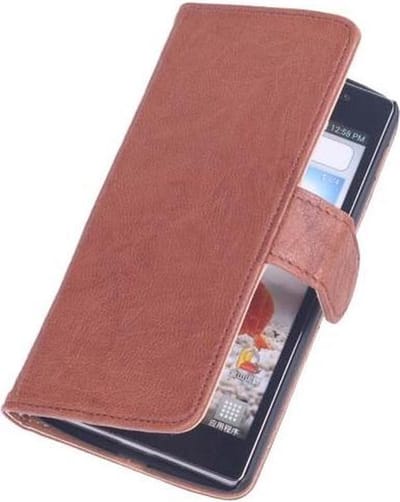 BestCases Bruin Stand Luxe Echt Lederen Booktype Hoesje LG G2 Mini