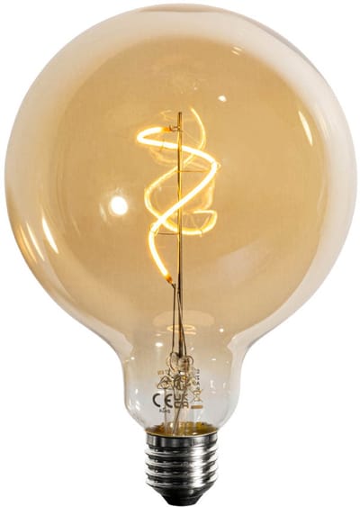 LUEDD Set van 5 E27 dimbare LED spiraal filament goud G125 4W 270 lm 2200K