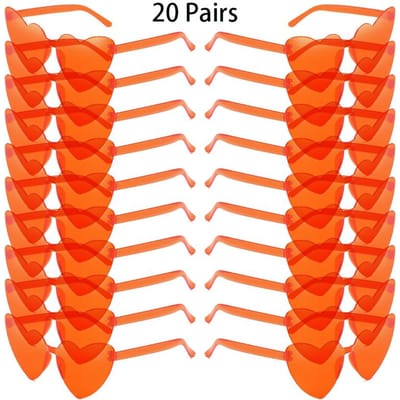 20 Paren Hartvormige Zonnebrillen Mode Randloos Effen Kleur Strand Zonnebrillen Dames Trendy Rave Zonnebrillen as picture shows