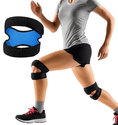 Dubbele Patellaband Knieband – Sport Knie Support – Verstelbaar & Comfortabel – Ademend – Fitness, Hardlopen & Training – Zwart/Blauw