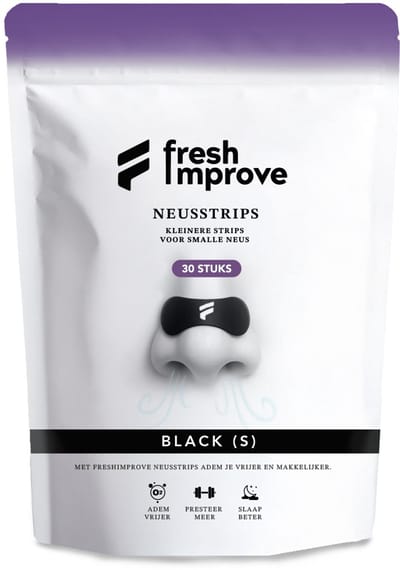 FRESH IMPROVE® Premium Zwarte Neusstrips – 30 stuks – Anti-snurk & Sportprestaties Black-Small