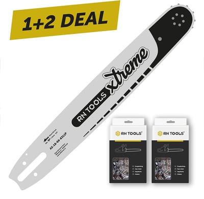 RNtools Kettingzaagblad 45 cm 3/8 1.6 mm (0.063") Xtreme o.a. Stihl + 2x RNtools Zaagketting 3/8 1.6 mm (0.063") 66 schakels
