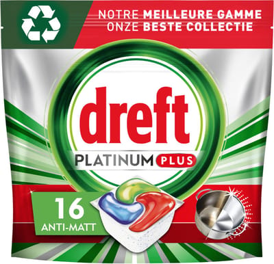Dreft - Platinum Plus All In One - 7-in-1 Vaatwascapsules - Anti-Mat Technologie - 16 Capsules