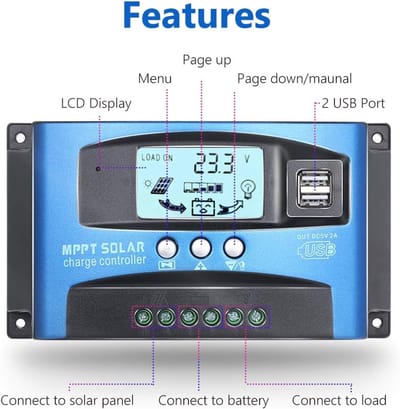 MPPT Solar Laadregelaar 30A met LCD Display en Meerdere Laadmodi voor Zonnepanelen