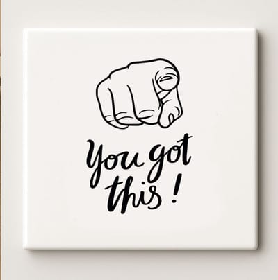 Motiverende Quote Keramische Tegel “Dit Kun Je!” – Inspirerende Handwijzer Wanddecoratie voor Huis & Kantoor, 15 x 15 cm