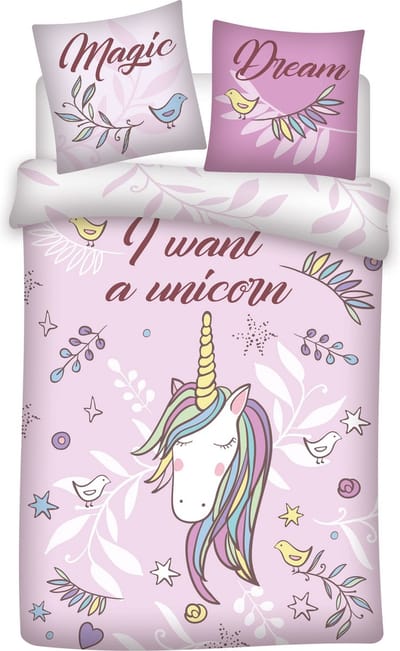 Unicorn Dekbedovertrek Magic Dream - Eenpersoons - 140 x 200 cm - Roze - 100% katoen