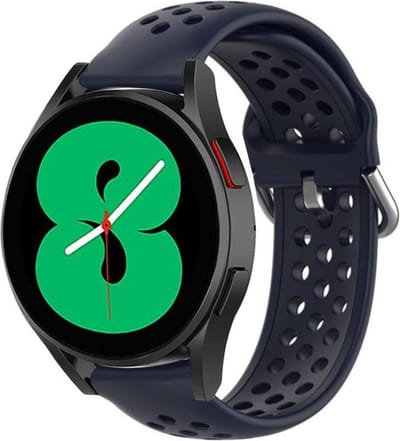 Strap-t Siliconen bandje met ventilatiegaatjes - geschikt voor Samsung Galaxy Watch 7 (40 & 44mm) / Galaxy Watch 6 (Classic) / Watch 5 / 5 Pro / Watch 4 (Classic) / Watch FE - horlogebandje voor Galaxy Watch 4-5-6 alle varianten - donkerblauw