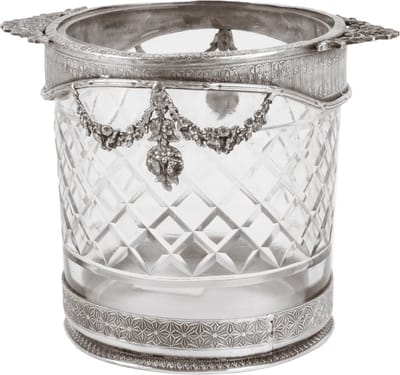 Baroque - Theelicht - Flessenhouder 15 cm - Zilver - Koper / Glas - 15x14x14 - Brass+glass