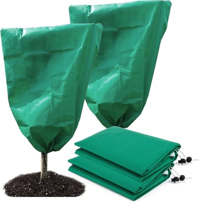 Winterbescherming voor planten, 2 stuks, 80 x 120 cm, groene hoes met rits en verstelbaar koord, herbruikbare vorstbescherming voor potplanten, tuinaccessoires, plantenbescherming
