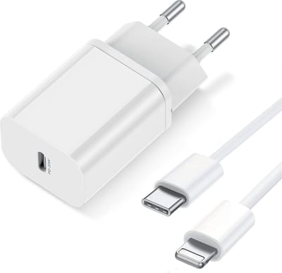 USB-C Oplader 20W + Kabel 1M Wit - Snellader voor iP 11/12/13/14 - Geschikt voor Apple iPhone / Apple iPad