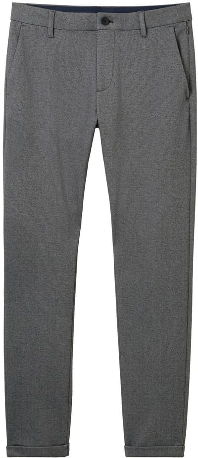 Tom Tailor - TTTRAVIS SLIM chino van piqué jersey - Maat 30/32 - black white birds eye