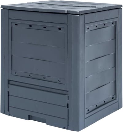 Tuincompostbak - Composteerbak Tuinafval - Organisch Afval Verwerken - Gedeelde Deksel Ventilatie - 60 x 60 x 73 cm - Grijs