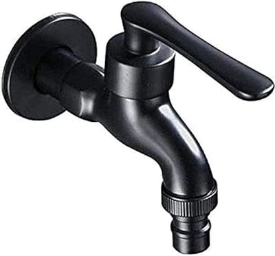 Ynkkvre - Kraan - Buitenkraan - Waterkraan - Wasmachine Kraan - Vaatwasser Kraan - Wandkraan - Retro - Zwarte Coating - Massief Messing - Eenvoudige Muurmontage - G1/2" Aansluiting