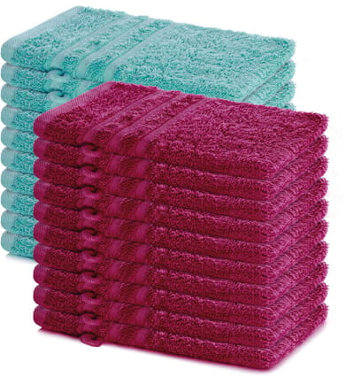 Lavea® Set van 20 washandjes 15x21 cm – 100% katoen – Zacht en absorberend – Ideaál als washandje, gastendoekje of handdoek voor dagelijks gebruik – Bordeaux en Turkoois