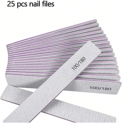 25 stuks Professionele Nagelknipper, 180/100 Nagelknipper Dubbelzijdig Fijne Korrel Nagelknipper Voor Thuis En Salon Gebruik 25pcs white