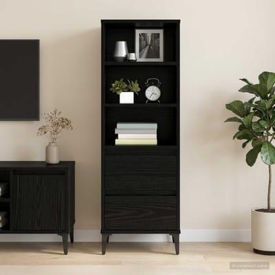 vidaXL - Highboard - Zwart - eiken - 40 - x - 36 - x - 110 - cm - Bewerkt - hout