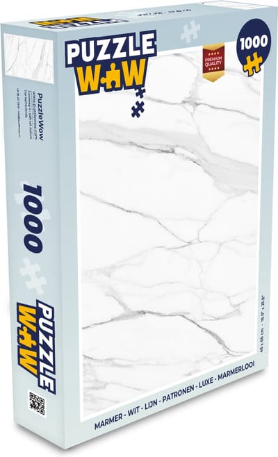 Puzzel Marmer - Wit - Lijn - Patronen - Luxe - Marmerlook - Legpuzzel - Puzzel 1000 stukjes volwassenen