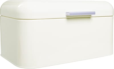QUVIO Broodtrommel - Brooddoos - Brood bewaren - Vershouddoos voor brood - Brooddoos - Klepdeksel - Scharnierdeksel - Beige - Ijzer - 9,5 liter inhoud - 20 x 30 x 16 cm
