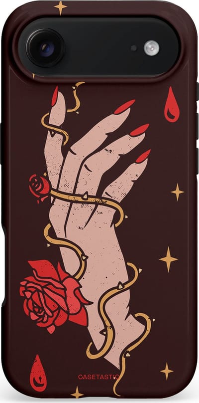 Casetastic hoesje geschikt voor Apple iPhone Air - MagSafe - Dubbellaagse bescherming - Hartslag van tijd - Fashion Case - Zwart Perzik