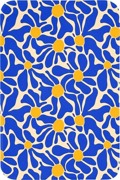 Badmat 60x90 cm - Antislip - Abstract - Bloem - Blauw - Badmatten voor badkamer - Badkamermat - Douchemat - Badkamer mat
