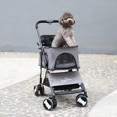 LooMar Hondenbuggy – Inklapbare Kattenbuggy – Buggy voor huisdieren – Afneembare mand – Honden wandelwagen – Honden buggy