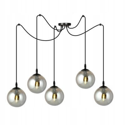 Emibig GIGI 5 hanglamp - Zwart/Grafiet, Staal & Glas, E14