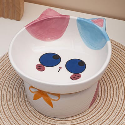 Huisdier Keramische Kattenbak Hoge Poot Nekbeschermer Kattenwaterbak met Brede Bek Hondenvoerbak Kattenbakken Kattenvoeder Huisdierartikelen
