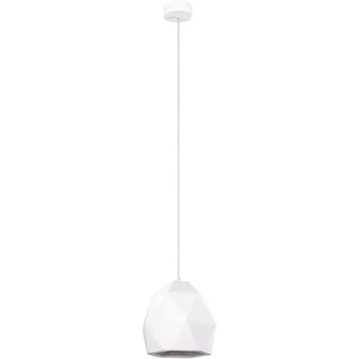 Hanglamp MINT keramische kap met driehoekmotief - Sollux Lighting - IP20 - Wit keramiek behuizing - 20 x 20 x 125 cm - 1 x E27 LED, exclusief lichtbron - Max. 15 W - Moderne hanglamp voor woonkamer, slaapkamer en eetkamer