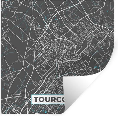 Muurstickers - Sticker Folie - Tourcoing - Frankrijk - Stadskaart - Kaart - Plattegrond - 100x100 cm - Plakfolie - Muurstickers Kinderkamer - Zelfklevend Behang XXL - Zelfklevend behangpapier - Stickerfolie