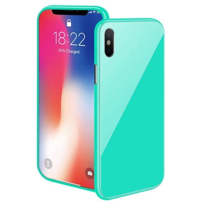 Magnetische case met gekleurd achter glas geschikt voor de iPhone XS Max -groen